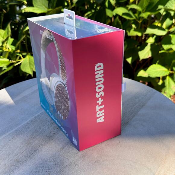 NEW Art+Sound Bling Wireless Headphones 6Hrs playtime. White Pink rhinestones - Picture 7 of 15